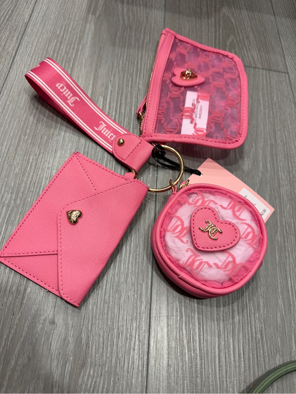 Juicy Couture Hot Pink Mesh Cardholder & Keyring Set